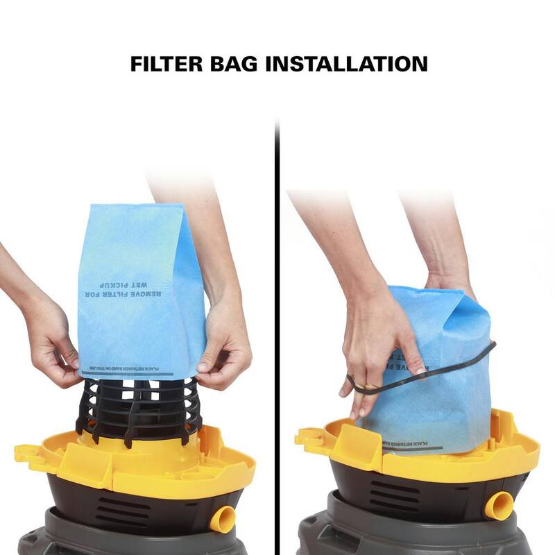 Stinger 2.5 Gallon 1.75 Peak HP Small Shop Vac Wet Dry Vacuum with 6 Filter Bags, Hose, Utility and Car Nozzle Attachments - HD2025A
