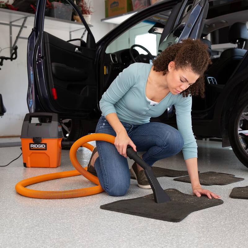 RIDGID 3 Gal 3.5 Peak HP Handheld Shop Vac Wet Dry Vacuum with RIDGID SWEEP Dust Pan, Hose, LED Car Nozzle, Car Cleaning Kit - WD3050C