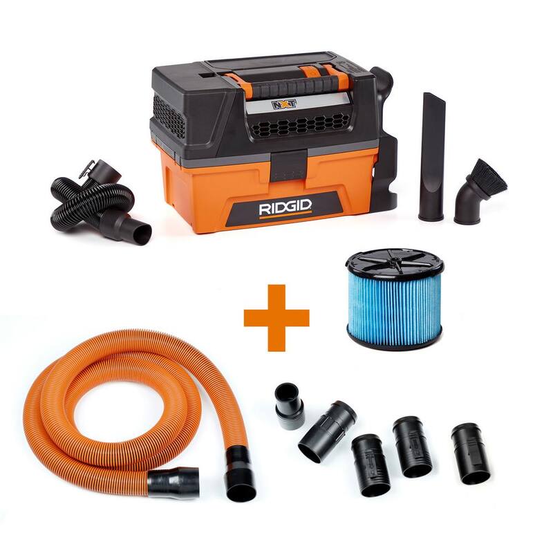 RIDGID 3 Gallon 5.0 Peak HP NXT Shop Vac Wet Dry Vacuum with Fine Dust Filter, Expandable Hose, 10 ft. Pro Hose and Accessories - HD0300A