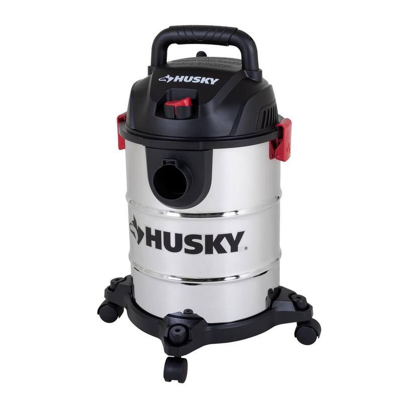 Husky 6 Gal. Stainless Steel Wet/Dry Vac with Filter, Hose, and Accessories - AT18304-6B