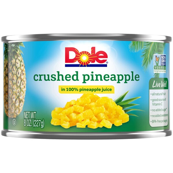 Piña Triturada Dole en Jugo de Piña 8 oz., Paquete de 12 - 01619
