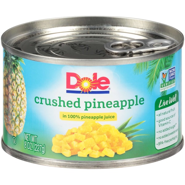 Piña Triturada Dole en Jugo de Piña 8 oz., Paquete de 12 - 01619