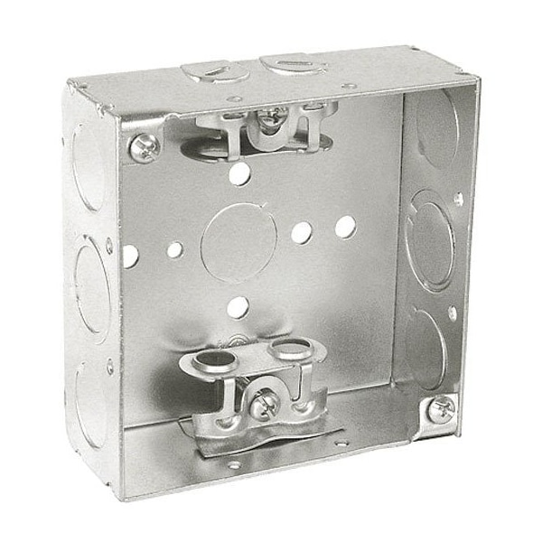 Southwire Electrical Box, 21 cu in, Square Box Type, 4 Gangs, Steel, Square Shape - 52151-BX