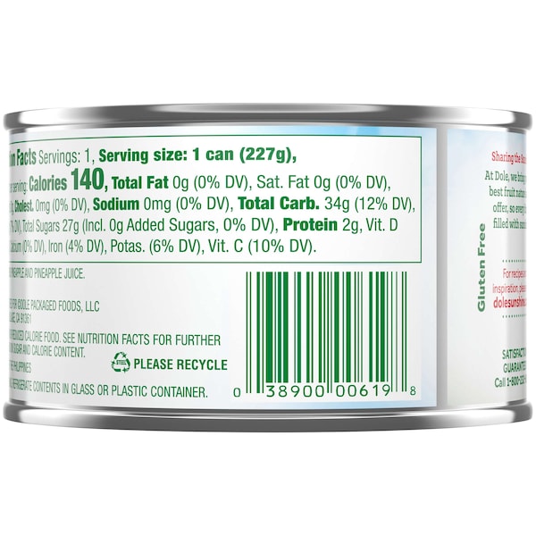 Piña Triturada Dole en Jugo de Piña 8 oz., Paquete de 12 - 01619