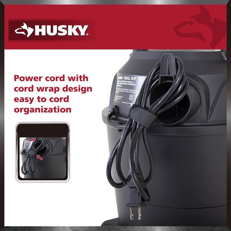 Husky 4 Gal. Poly Wet/Dry Vac with Filter, Hose, and Accessories - AT18303P-4A