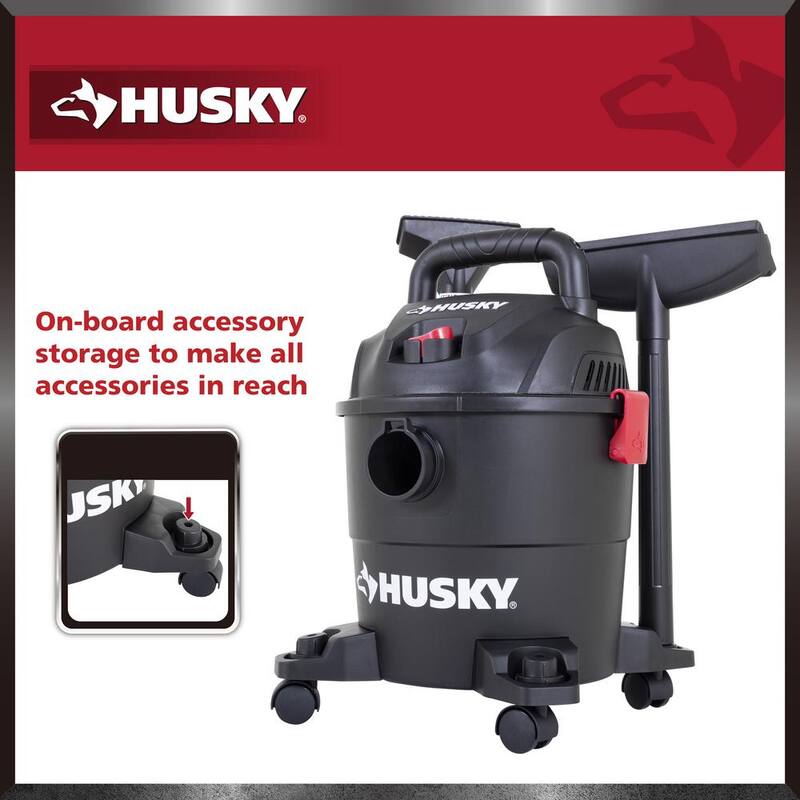 Husky 4 Gal. Poly Wet/Dry Vac with Filter, Hose, and Accessories - AT18303P-4A