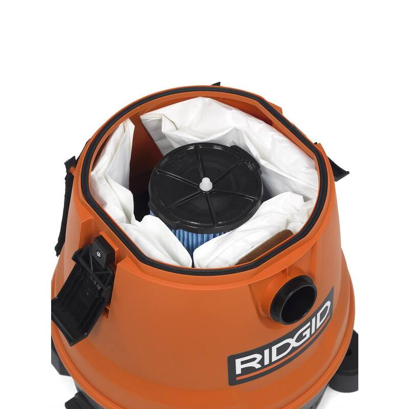 RIDGID 12 Gallon 6.5 Peak HP Motor-On-Bottom Shop Vac Wet Dry Vacuum with Fine Dust Filter, Hose and Accessory Attachments - MOB1200