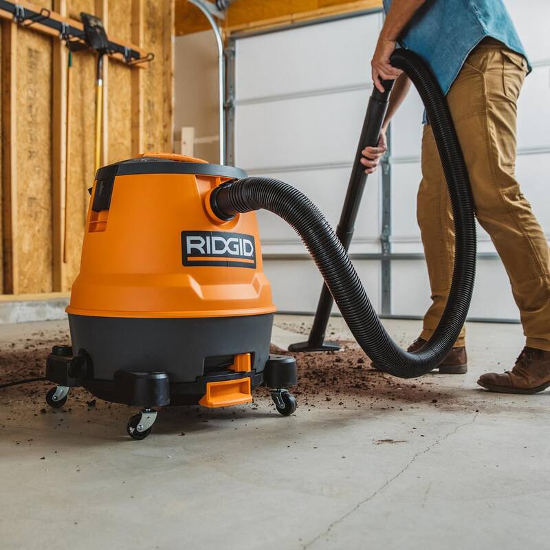 RIDGID 12 Gallon 6.5 Peak HP Motor-On-Bottom Shop Vac Wet Dry Vacuum with Fine Dust Filter, Hose and Accessory Attachments - MOB1200