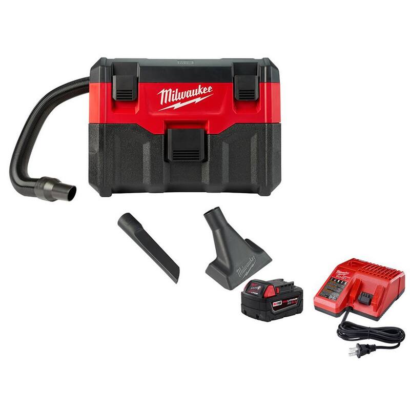 Milwaukee M18 18-Volt 2 Gal. Lithium-Ion Cordless Wet/Dry Vacuum with M18 XC 5.0 Ah Starter Kit - 0880-20-48-59-1850
