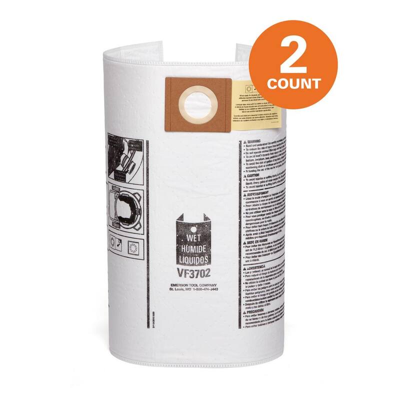 RIDGID Wet Dry Vacuum Premium Wet Mess or Dry Dust Debris Bags for Select 12-16 Gallon RIDGID Shop Vacs, Size A (2-Pack) - VF3702