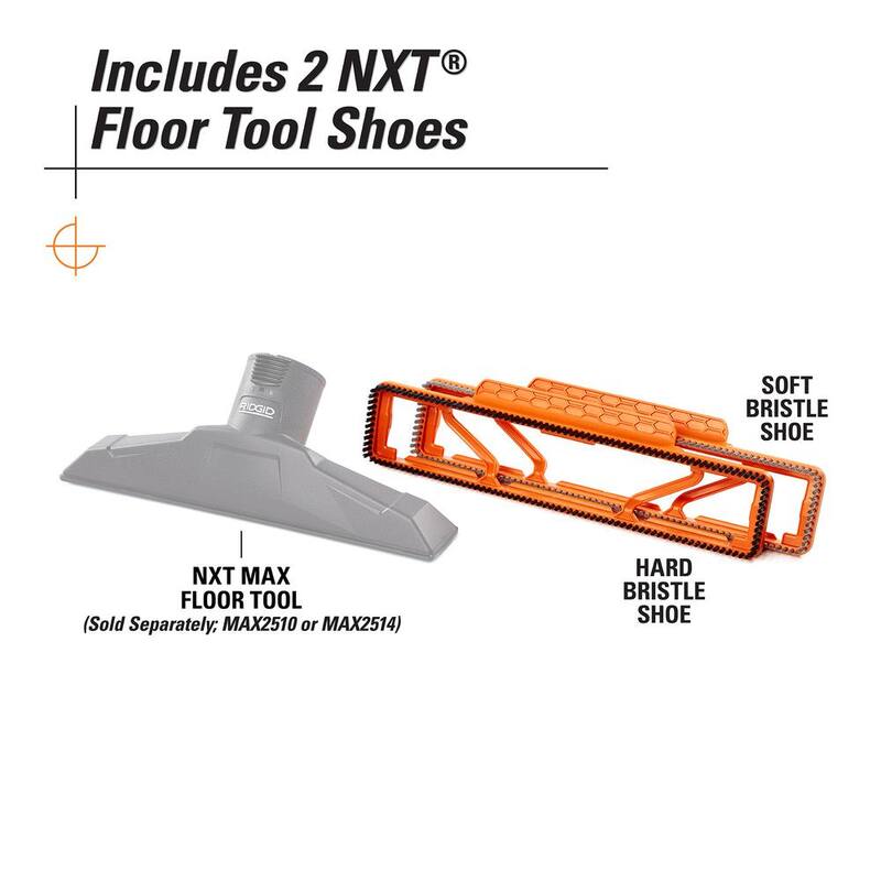 RIDGID 2-1/2 in. NXT Max Floor Tool Shoe Kit Shop Vac Attachments with Hard and Soft Bristles for RIDGID NXT Wet Dry Vacuums - SK1500