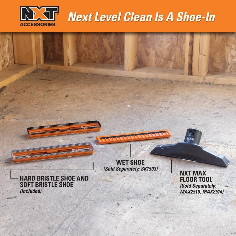 RIDGID 2-1/2 in. NXT Max Floor Tool Shoe Kit Shop Vac Attachments with Hard and Soft Bristles for RIDGID NXT Wet Dry Vacuums - SK1500