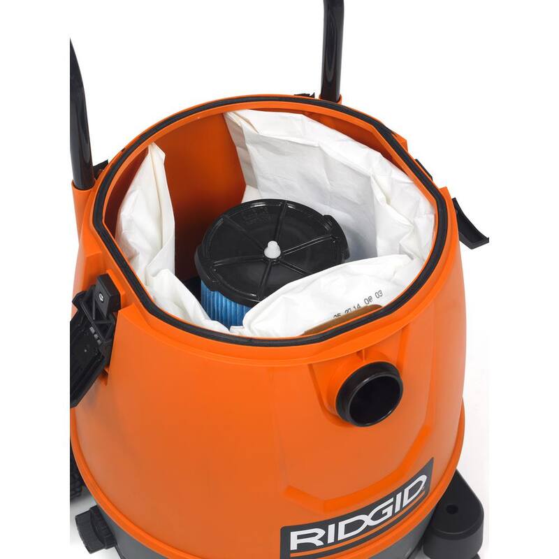 RIDGID 16 Gallon 6.5 Peak HP Motor-On-Bottom Shop Vac Wet Dry Vacuum with Fine Dust Filter, Hose and Accessory Attachments - MOB1600