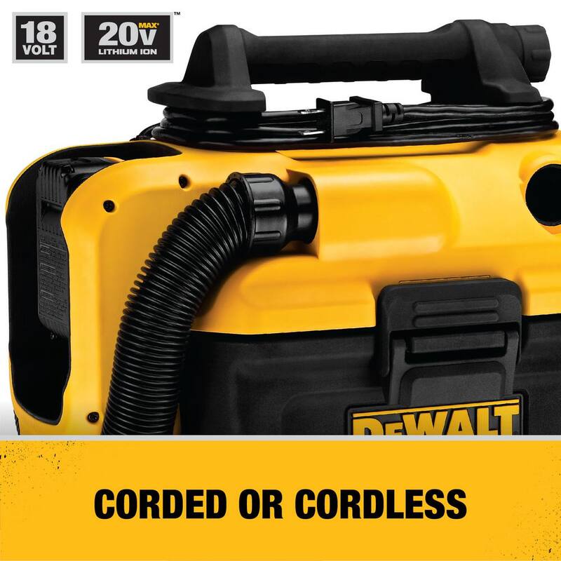 DEWALT 20V MAX 2 Gal. Cordless/Corded Wet/Dry Vacuum and (1) 20V MAX Lithium-Ion Premium 4.0Ah Battery - DCV581HW204