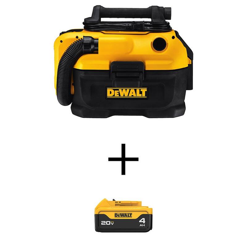 DEWALT 20V MAX 2 Gal. Cordless/Corded Wet/Dry Vacuum and (1) 20V MAX Lithium-Ion Premium 4.0Ah Battery - DCV581HW204