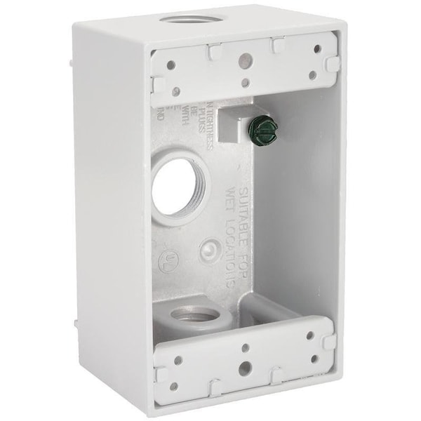 Hubbell Weatherproof Box, 3-Outlet, 1-Gang, Aluminum, White, Powder-Coated - 5320-1