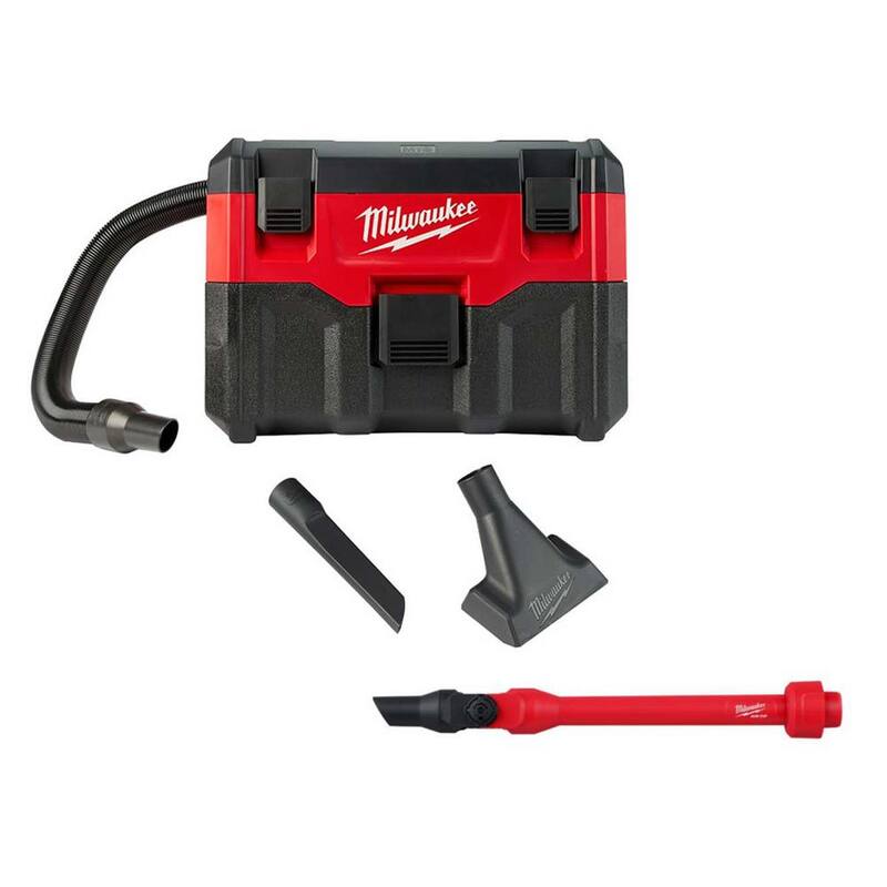Milwaukee M18 18-Volt 2 Gal. Lithium-Ion Cordless Wet/Dry Vacuum and AIR-TIP 1-1/4 in. - 2-1/2 in. Pivoting Extension Wand - 0880-20-49-90-2031