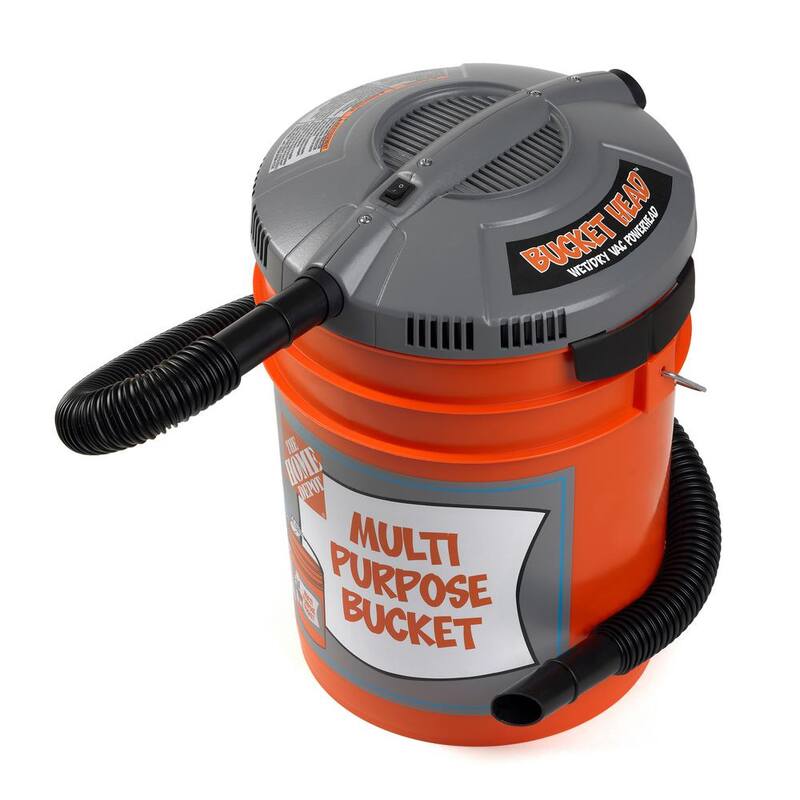 Bucket Head 5 Gallon 1.75 Peak HP Wet Dry Vacuum Powerhead Shop Vac with 3 Filter Bags, Hose (compatible with 5 Gal. Homer Bucket) - BH0100A