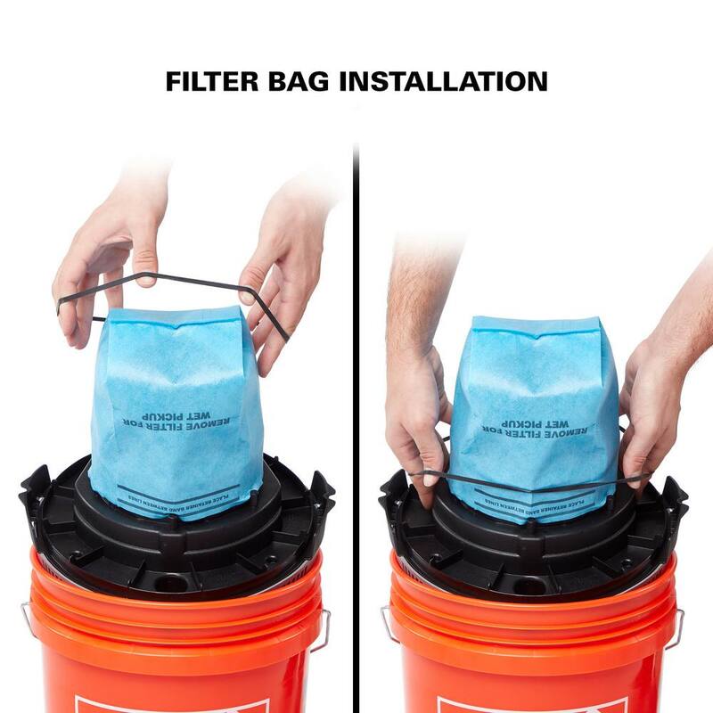 Bucket Head 5 Gallon 1.75 Peak HP Wet Dry Vacuum Powerhead Shop Vac with 3 Filter Bags, Hose (compatible with 5 Gal. Homer Bucket) - BH0100A