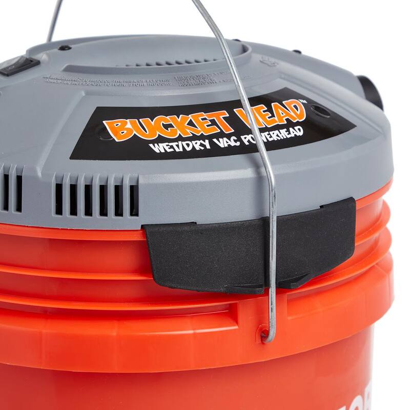 Bucket Head 5 Gallon 1.75 Peak HP Wet Dry Vacuum Powerhead Shop Vac with 3 Filter Bags, Hose (compatible with 5 Gal. Homer Bucket) - BH0100A