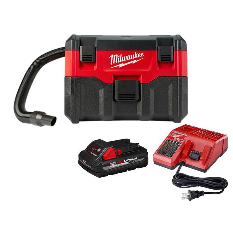 Milwaukee M18 18-Volt 2 Gal. Lithium-Ion Cordless Wet/Dry Vacuum W/ 3.0 Ah Battery and Charger - 0880-20-48-59-1835