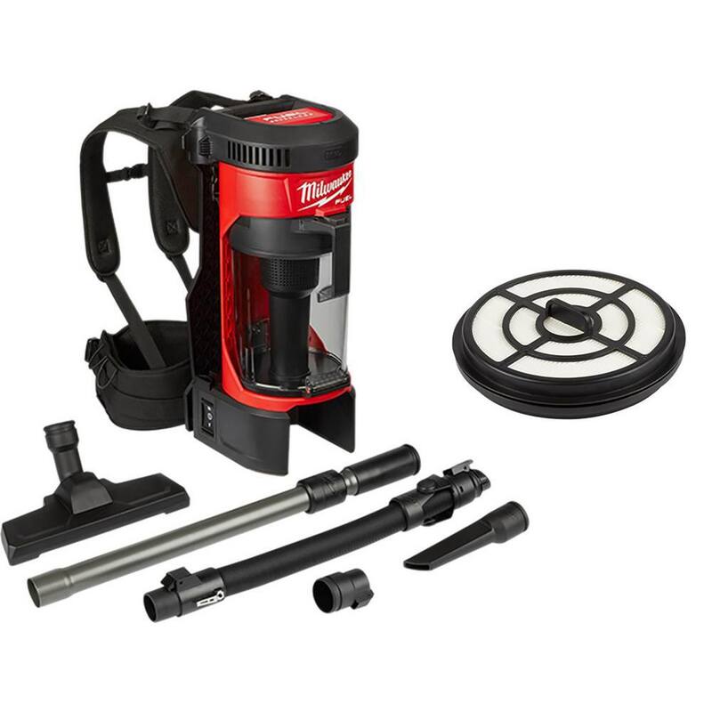 Milwaukee M18 FUEL 18-Volt Lithium-Ion Brushless 1 Gal. Cordless 3-in-1 Backpack Vacuum with Extra HEPA Filter - 0885-20-49-90-1963