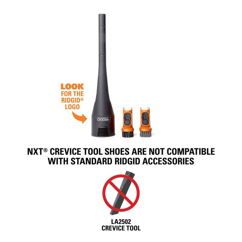 RIDGID 2-1/2 in. NXT Max Crevice Tool Shoe Kit Shop Vac Attachments with Hard and Soft Bristles for RIDGID NXT Wet Dry Vacuums - SK0200