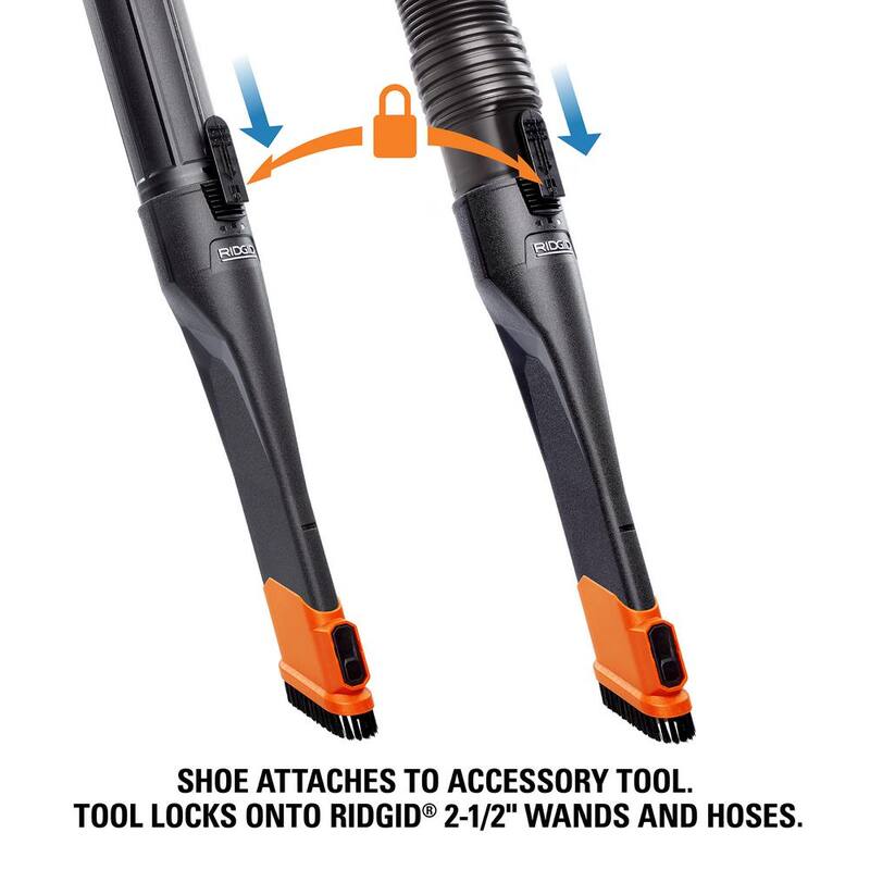 RIDGID 2-1/2 in. NXT Max Crevice Tool Shoe Kit Shop Vac Attachments with Hard and Soft Bristles for RIDGID NXT Wet Dry Vacuums - SK0200