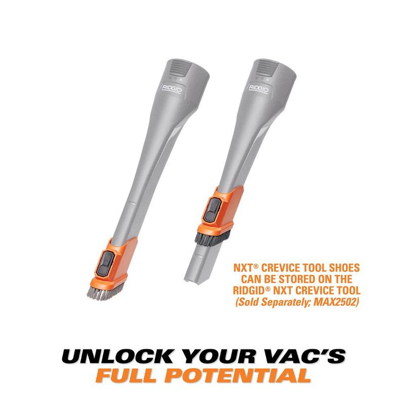RIDGID 2-1/2 in. NXT Max Crevice Tool Shoe Kit Shop Vac Attachments with Hard and Soft Bristles for RIDGID NXT Wet Dry Vacuums - SK0200