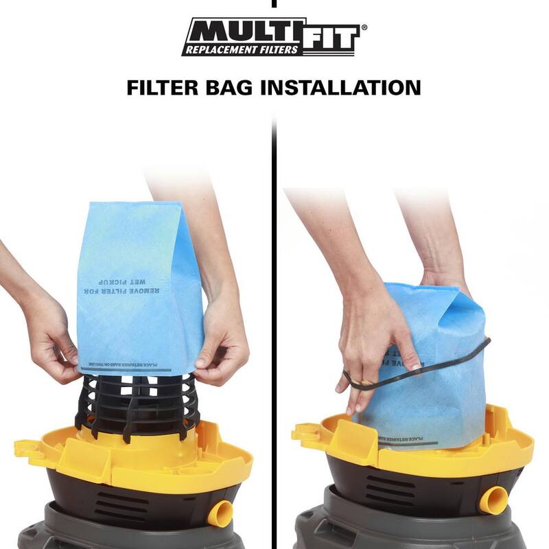 MULTI FIT Replacement Wet Dry Vacuum Bag Filters with Band for Select Husky, Stinger and Bucket Head Shop Vacs (6-Pack) - VF2000A