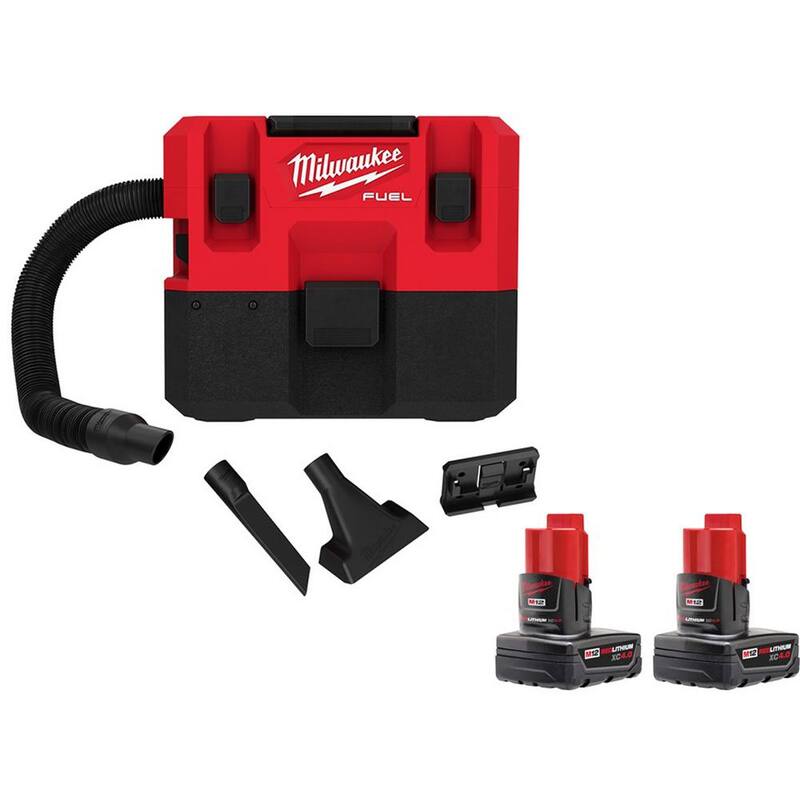 Milwaukee M12 FUEL 12-Volt Lithium-Ion Cordless 1.6 Gal. Wet/Dry Vacuum with 2 XC Extended Capacity 3.0 Ah Batteries - 0960-20-48-11-2442