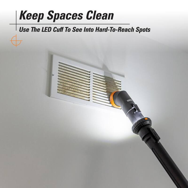 RIDGID 2-1/2 in. LED Lighted Passthrough Accessory Cuff Shop Vac Attachment for RIDGID Wet Dry Vacuum Hoses and Wands - LA2536