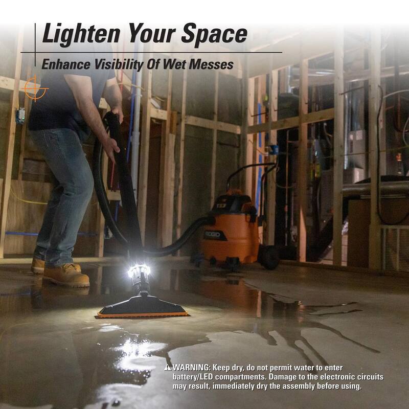 RIDGID 2-1/2 in. LED Lighted Passthrough Accessory Cuff Shop Vac Attachment for RIDGID Wet Dry Vacuum Hoses and Wands - LA2536