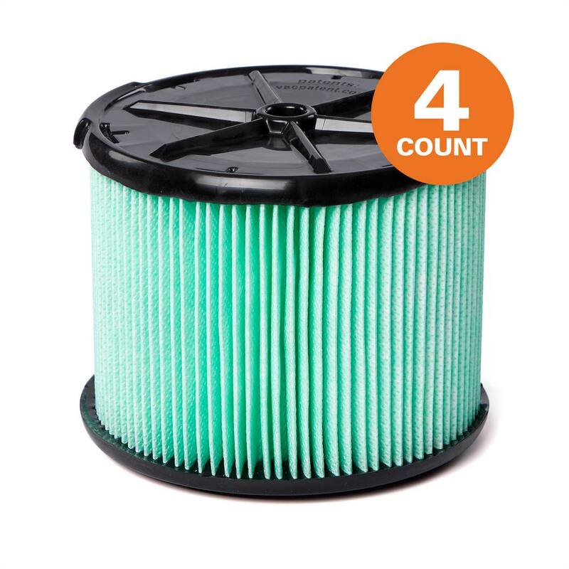 RIDGID HEPA Material Pleated Paper Wet Dry Vacuum Shop Vac Filter Replacement for Most 3-4.5 Gallon RIDGID Shop Vacs (4-Pack) - VF3600A