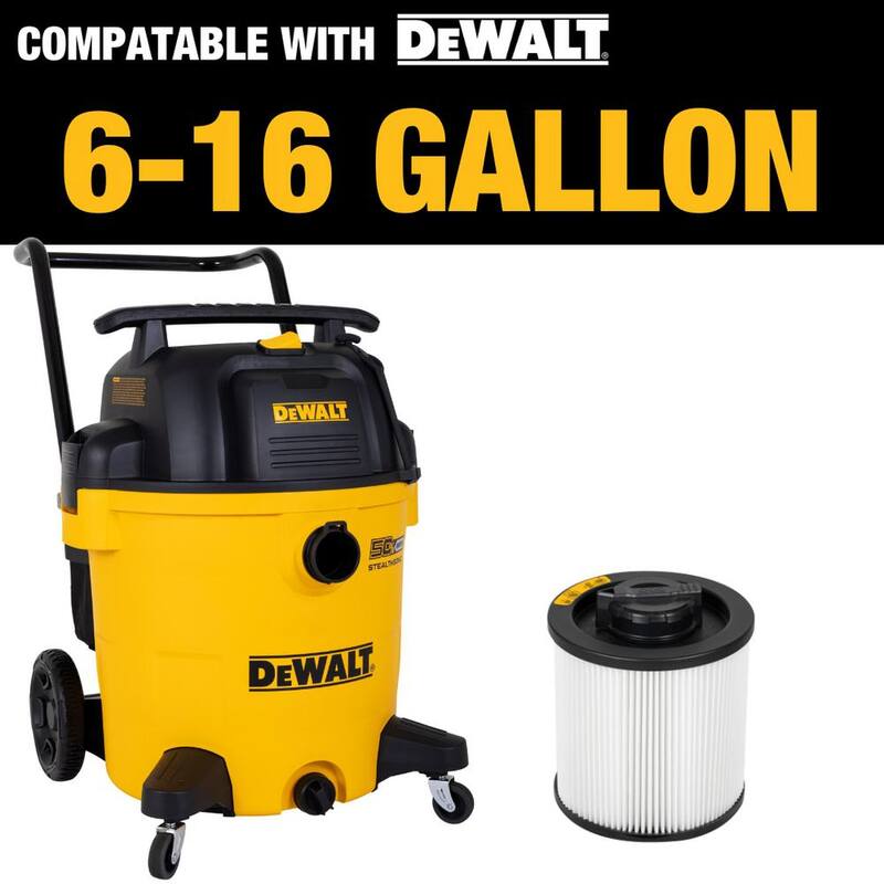 DEWALT 6 Gal. to 16 Gal. Cartridge Filter for Regular for Wet/Dry Vacuum - DXVC6910