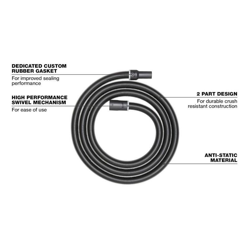 Milwaukee 1-7/8 in. 16 ft. Flexible Hose for Wet/Dry Shop Vacuums (1-Piece) - 49-90-1984
