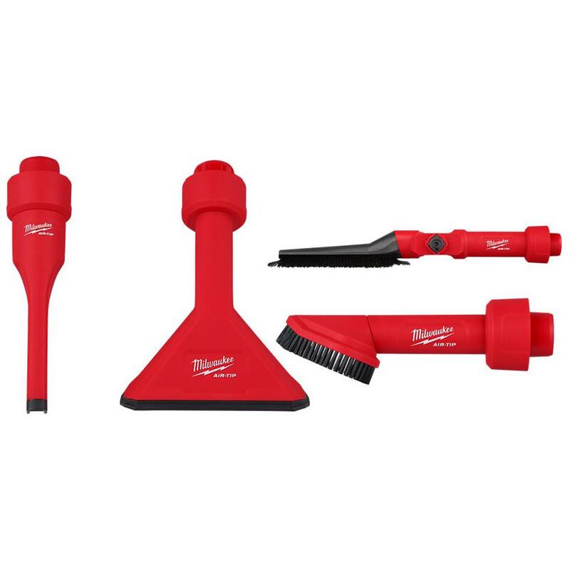 Milwaukee AIR-TIP 1-1/4 in. to 2-1/2 in. Non-Marring Crevice Tool, Utility Nozzle and Brush Kit For Wet/Dry Shop Vacuums (3-Piece) - 49-90-2034-49-90-2021-49-90-2027