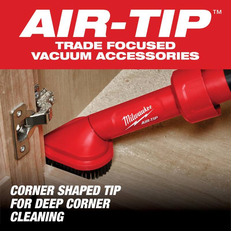 Milwaukee AIR-TIP 1-1/4 in. to 2-1/2 in. Non-Marring Crevice Tool, Utility Nozzle and Brush Kit For Wet/Dry Shop Vacuums (3-Piece) - 49-90-2034-49-90-2021-49-90-2027