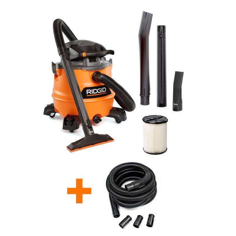 RIDGID 16 Gallon 6.5 Peak HP NXT Shop Vac Wet Dry Vacuum with Detachable Blower, Filter, 7 ft Hose, 20 ft Hose and Accessories - HD1600D