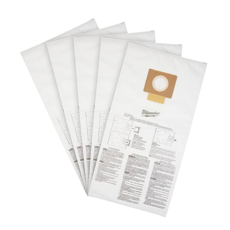 Milwaukee Fleece Dust Bags for 9 Gal. M18 FUEL Cordless Wet/Dry Shop Vacuums (5-Pack) - 49-90-1989