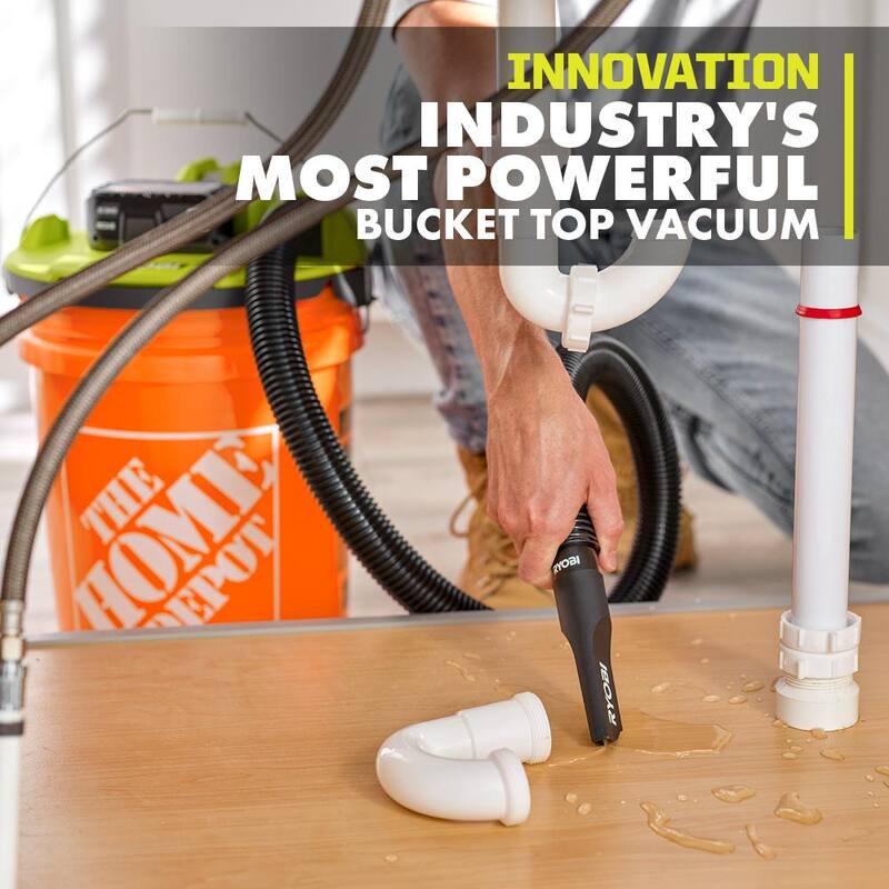 RYOBI ONE+ 18V Cordless 5 Gal. Wet/Dry Vacuum Kit w/ 1-1/4 in. Hose, Crevice Tool, 4.0 Ah Battery, Charger & Filter Bags (4Pk) - PCL732K-A32RF09
