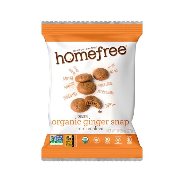 Galletas orgánicas Homefree Ginger Snap Mini sin gluten listas para llevar, 0.95 oz., paquete de 10 - LGFOMGC10