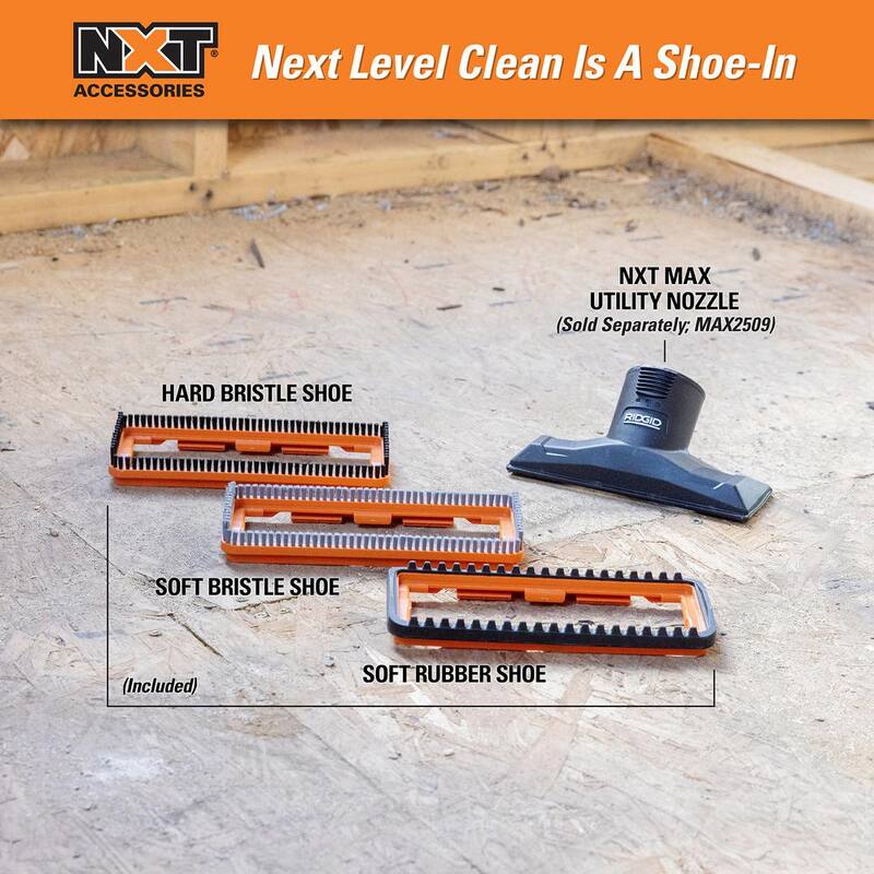 RIDGID 2-1/2 in. NXT Max Utility Nozzle Shoe Kit Attachments with Hard, Soft and Rubber Bristles for RIDGID NXT Wet Dry Vacuums - SK0900