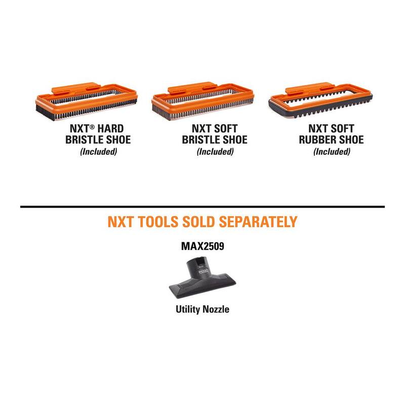 RIDGID 2-1/2 in. NXT Max Utility Nozzle Shoe Kit Attachments with Hard, Soft and Rubber Bristles for RIDGID NXT Wet Dry Vacuums - SK0900