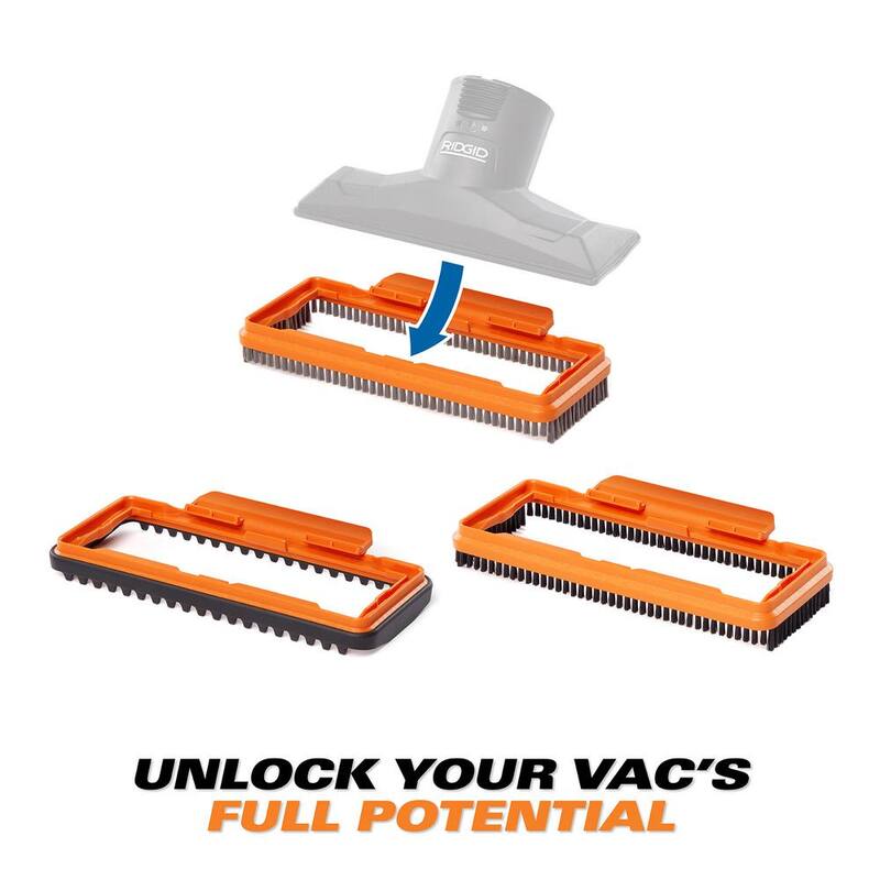 RIDGID 2-1/2 in. NXT Max Utility Nozzle Shoe Kit Attachments with Hard, Soft and Rubber Bristles for RIDGID NXT Wet Dry Vacuums - SK0900