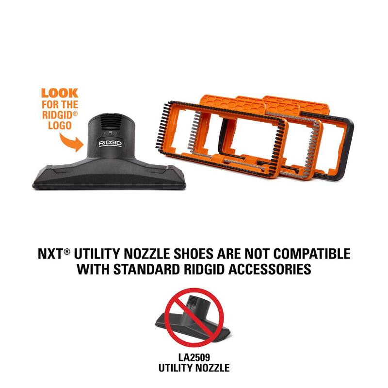 RIDGID 2-1/2 in. NXT Max Utility Nozzle Shoe Kit Attachments with Hard, Soft and Rubber Bristles for RIDGID NXT Wet Dry Vacuums - SK0900