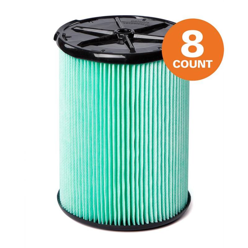 RIDGID HEPA Material Pleated Paper Wet Dry Vacuum Shop Vac Filter Replacement for Most 5-16 Gallon RIDGID Shop Vacs (8-Pack) - VF6000G