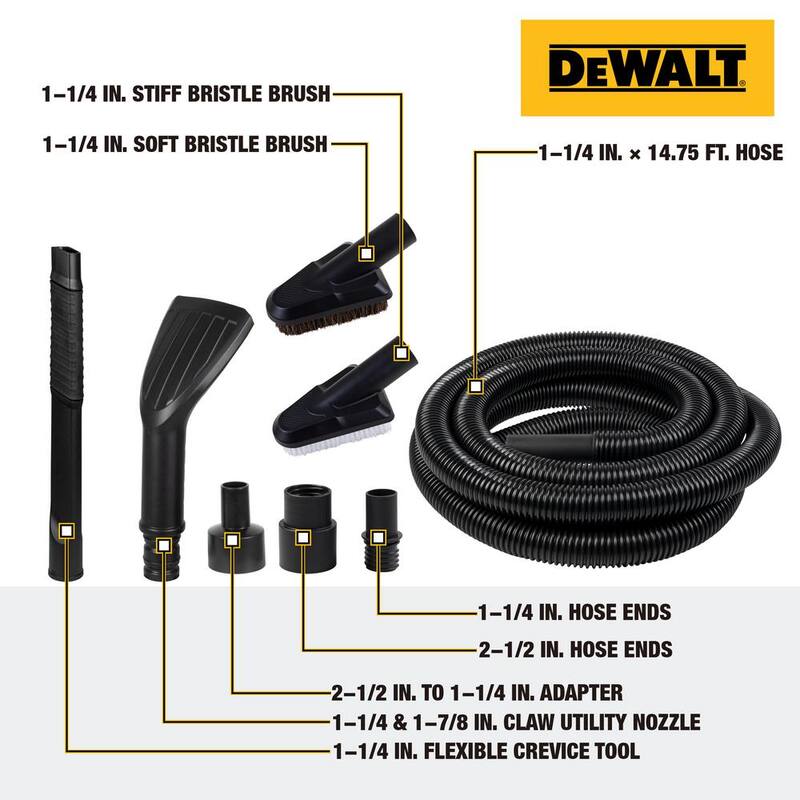 DEWALT 1.25 in. - 2.5 in. Car Cleaning Accessory Kit for Wet/Dry Shop Vacuums - DXVA13-0801