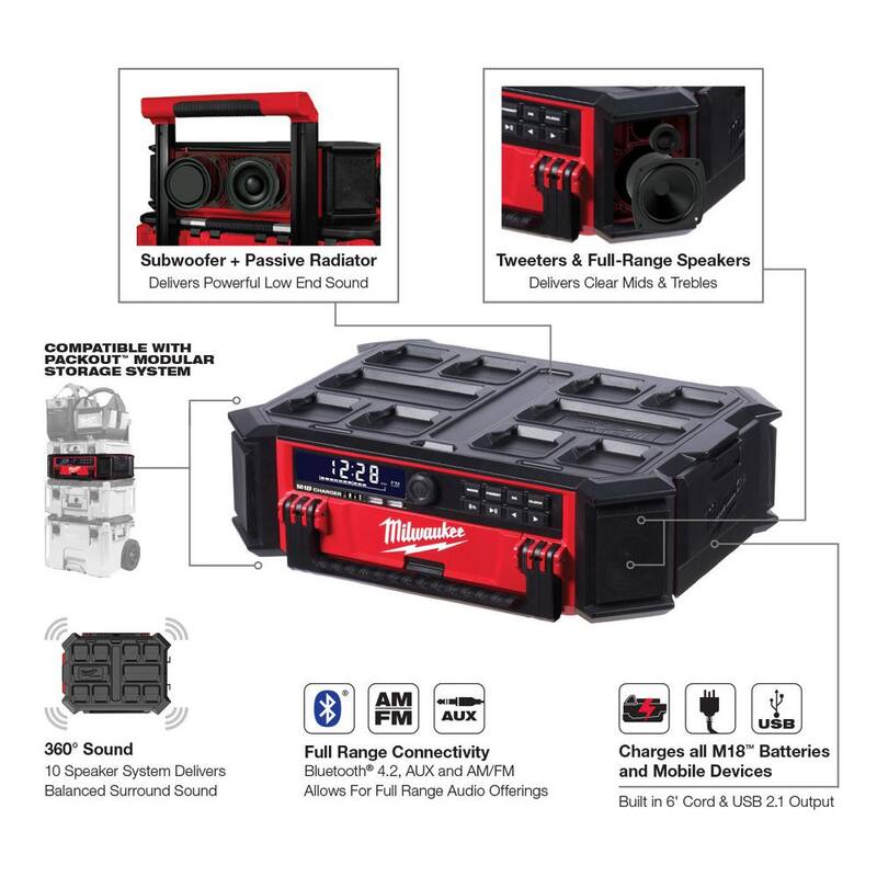Milwaukee M18 FUEL PACKOUT 18-Volt 2.5 Gal. Lithium-Ion Cordless Wet/Dry Vacuum with PACKOUT Radio/Speaker - 0970-20-2950-20