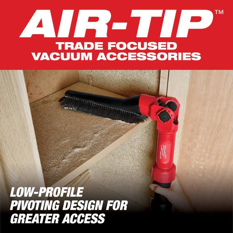 Milwaukee AIR-TIP 1-1/4 in. - 2-1/2 in. Low-Profile Pivoting Brush Wet/Dry Shop Vacuum Attachment (1-Piece) - 49-90-2027